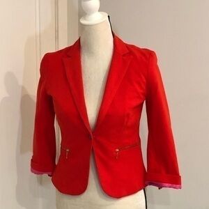 Zara TNF orange cotton blazer Size Small
